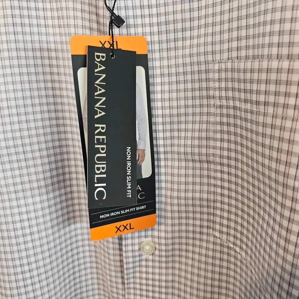 Banana Republic Non Iron Slim Fit Shirt Mens XXL Button Purple Preppy Academia